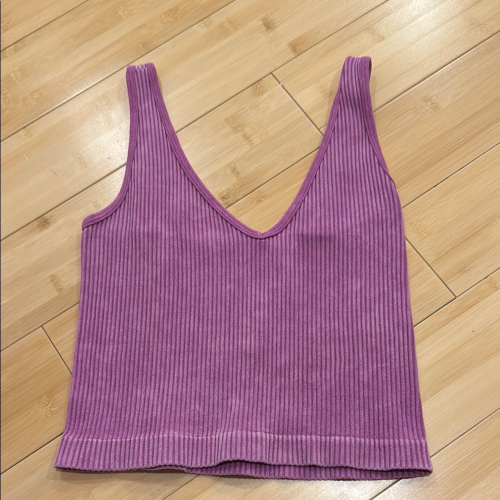 Purple Ribbed Women's Top